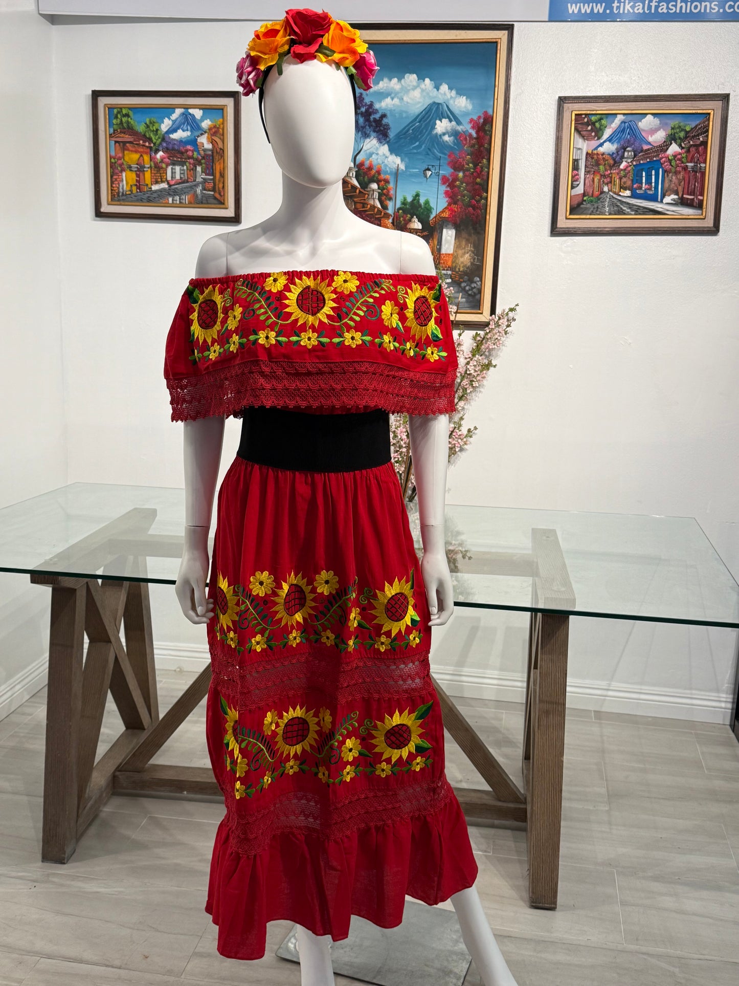 Women's Mexican Embroidered Off the Shoulder Dress