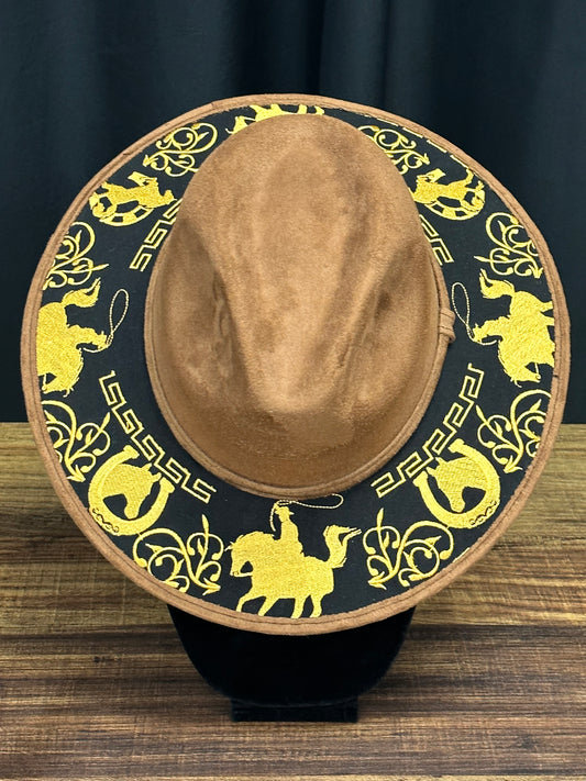 Suede Western Hat with Embroidery