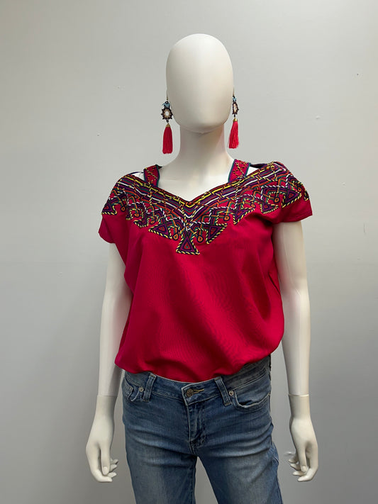 Women's Guatemalan Embroidered Huipil with Straps