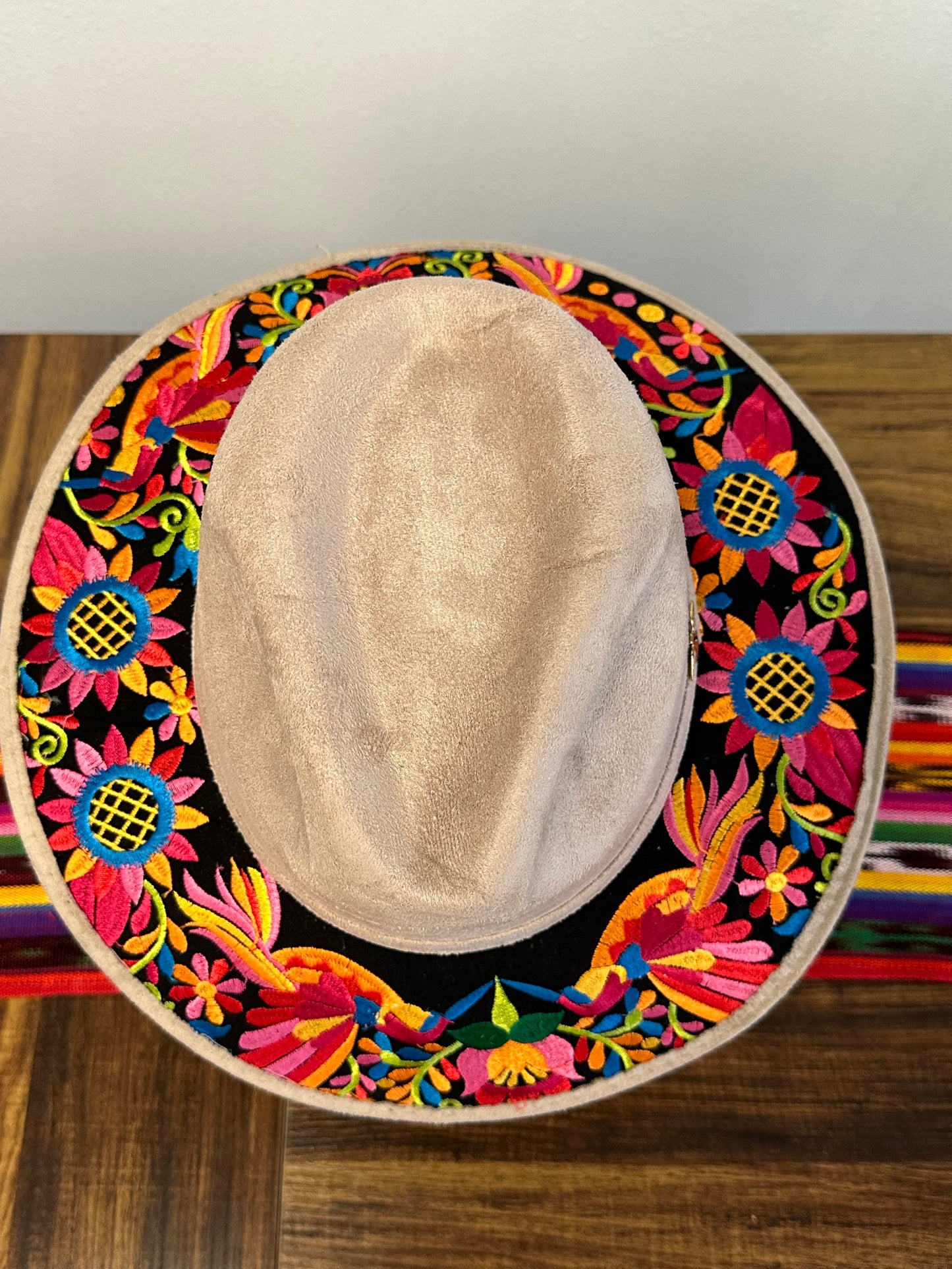 Women's Suede Embroidered Hummbird Hat