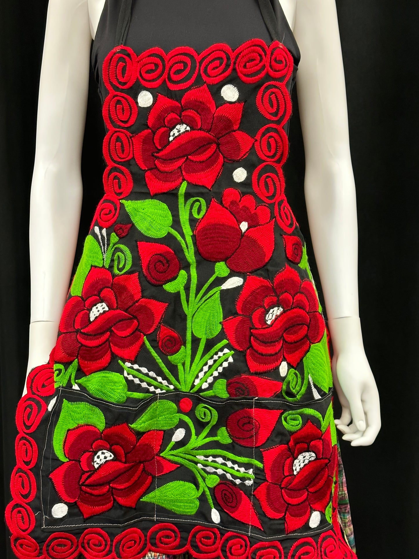 Women's Mexican Embroidered Rose Apron