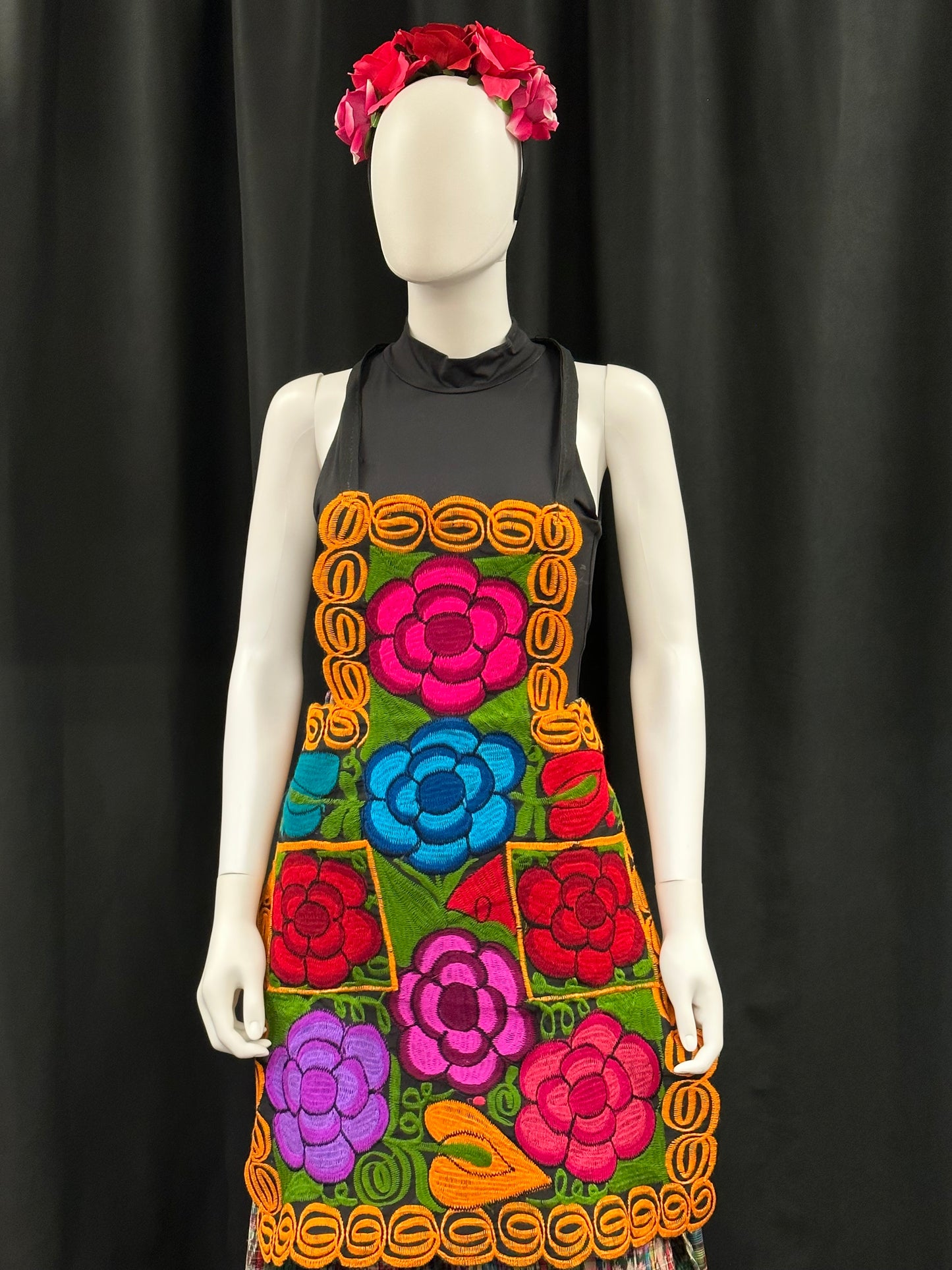 Women's Mexican Embroidered Floral Apron