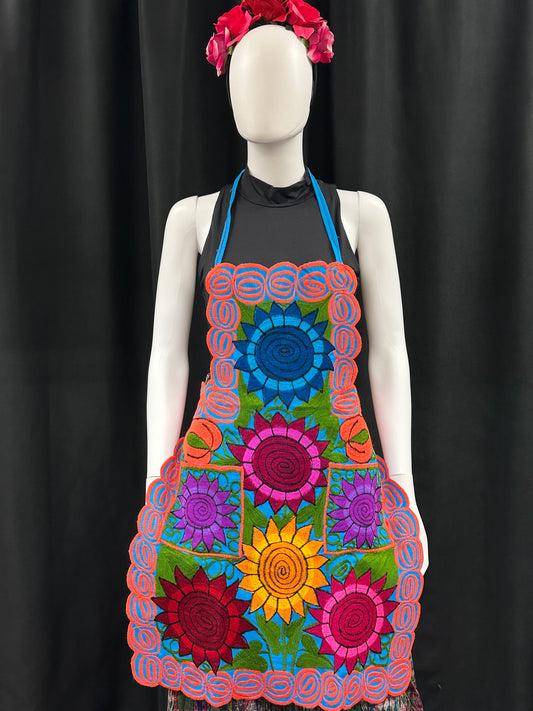 Women's Mexican Embroidered Sunflower Apron