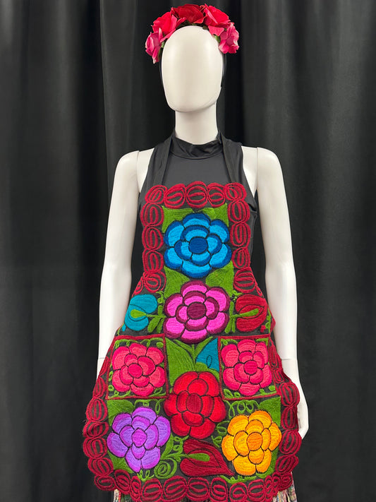 Women's Mexican Embroidered Floral Apron