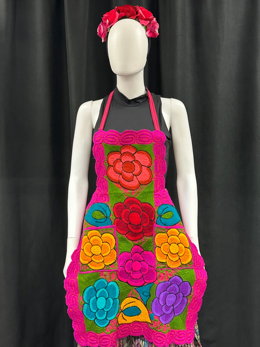 Women's Mexican Embroidered Floral Apron