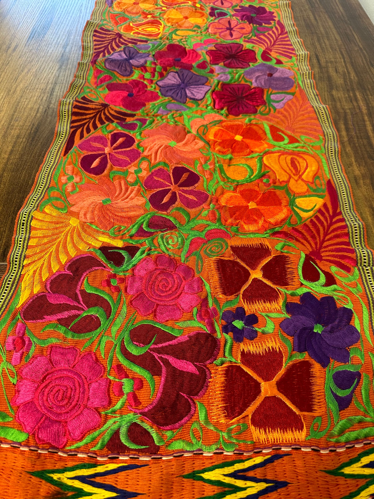 Embroidered Floral Table Runner