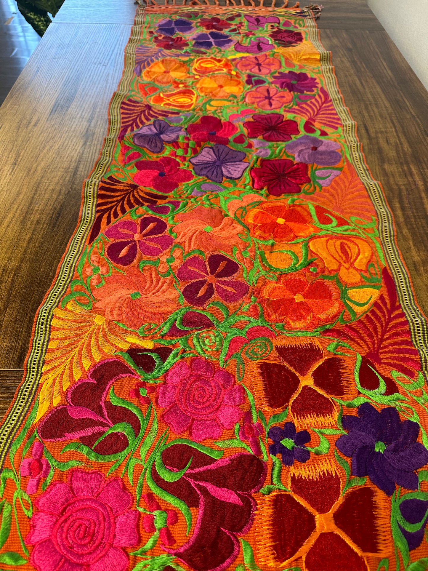 Embroidered Floral Table Runner