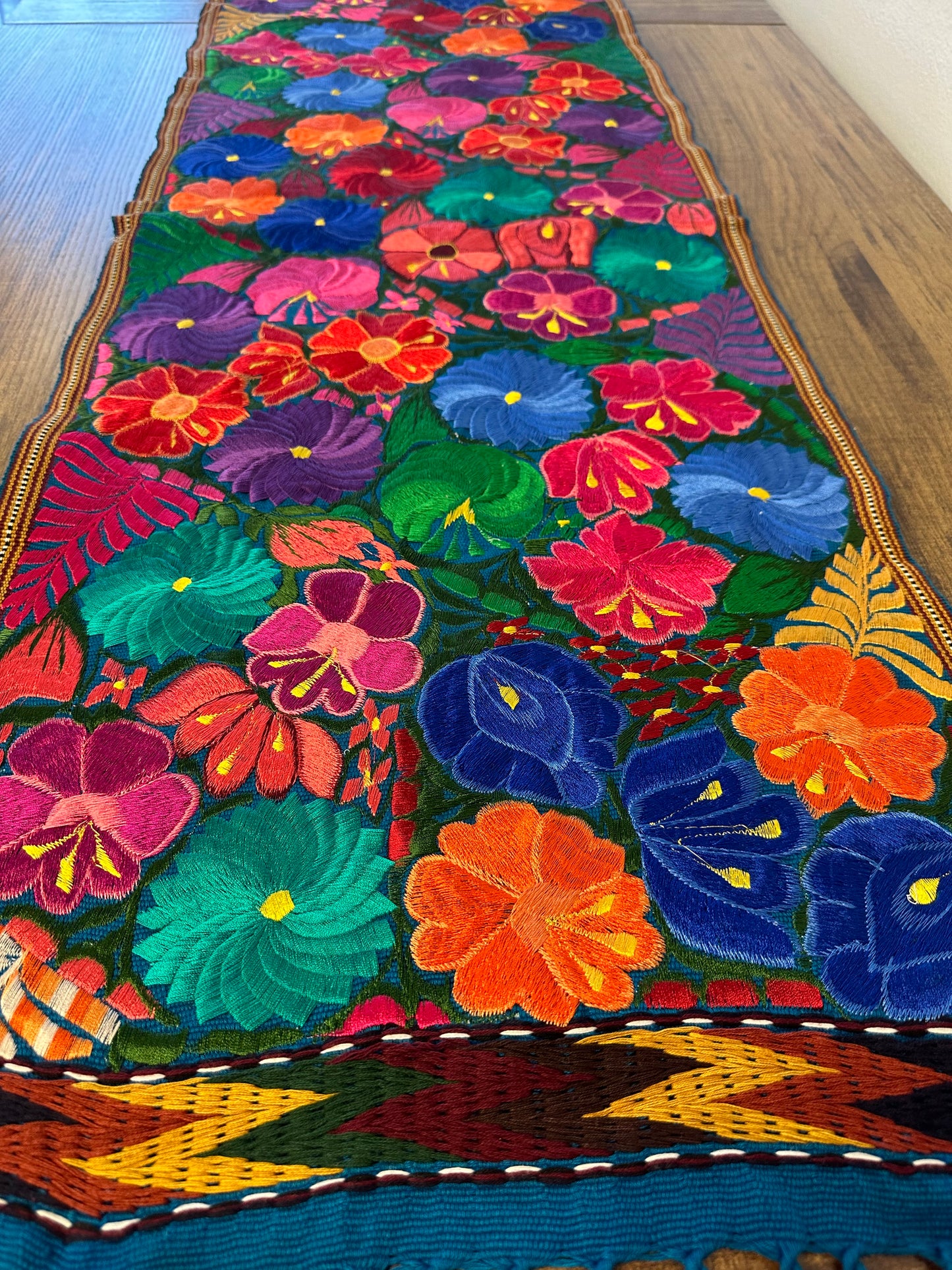 Embroidered Floral Table Runner