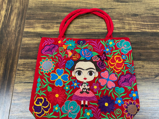 Mexican Frida Embroidered Bag