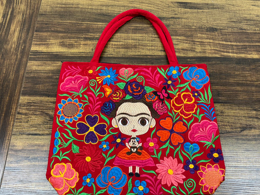Mexican Frida Embroidered Bag