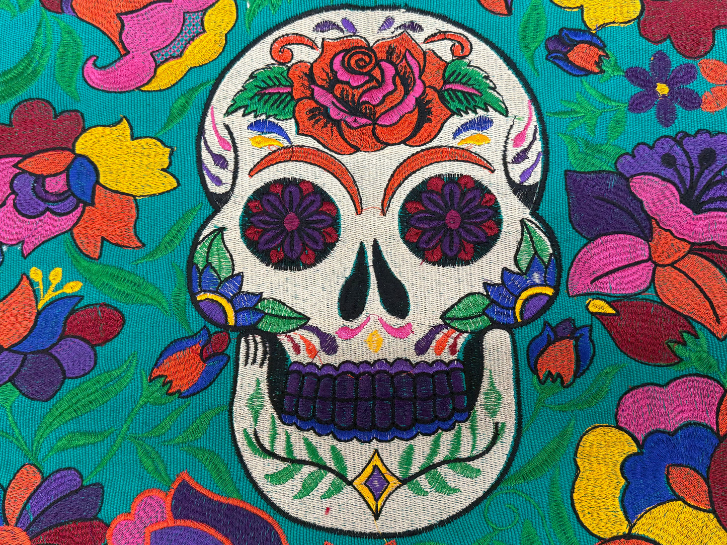 Skull Embroidered Mexican Bag