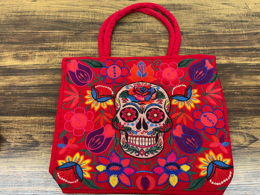 Skull Embroidered Mexican Bag