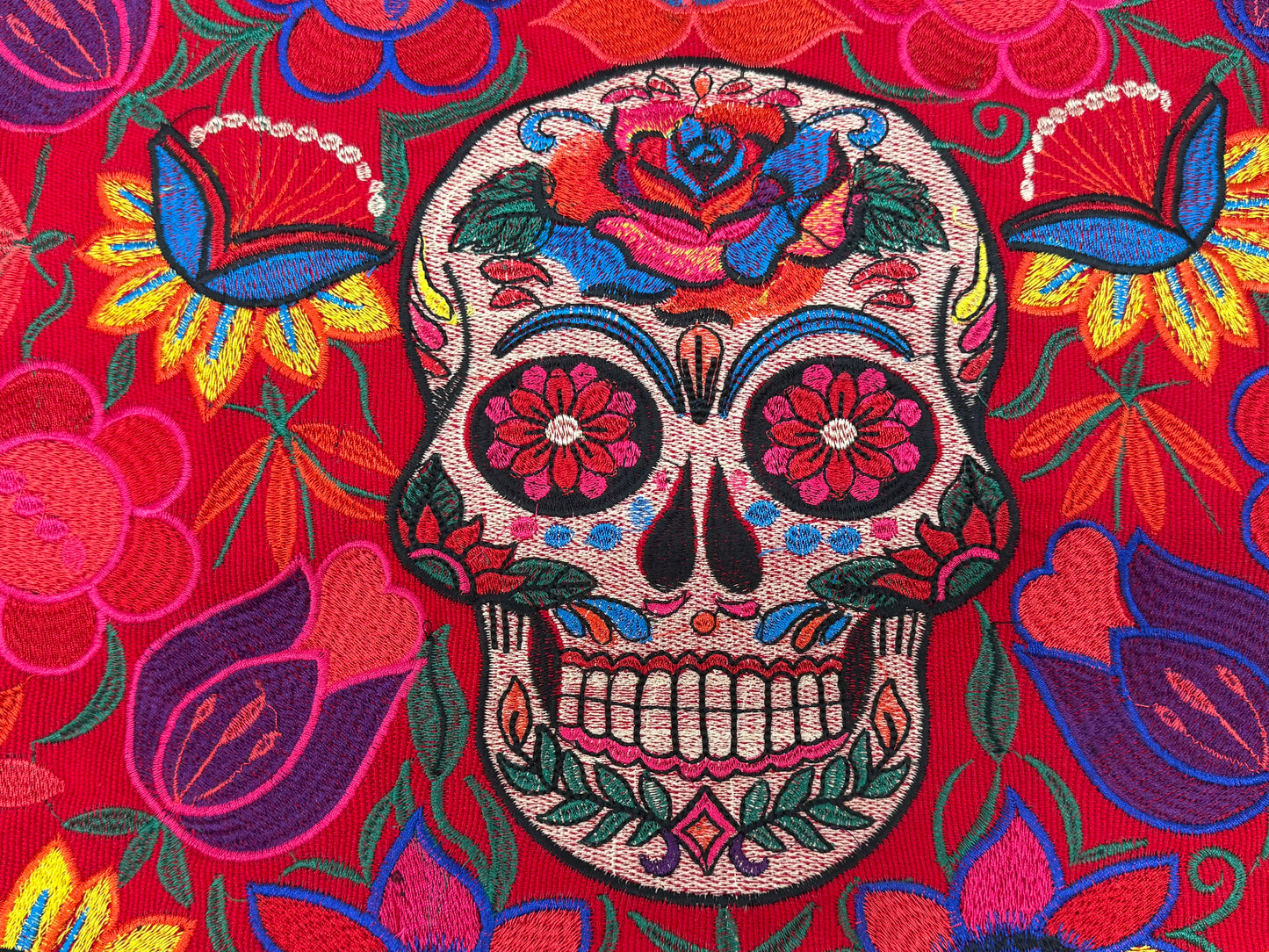 Skull Embroidered Mexican Bag