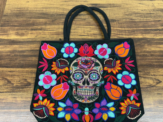 Skull Embroidered Mexican Bag