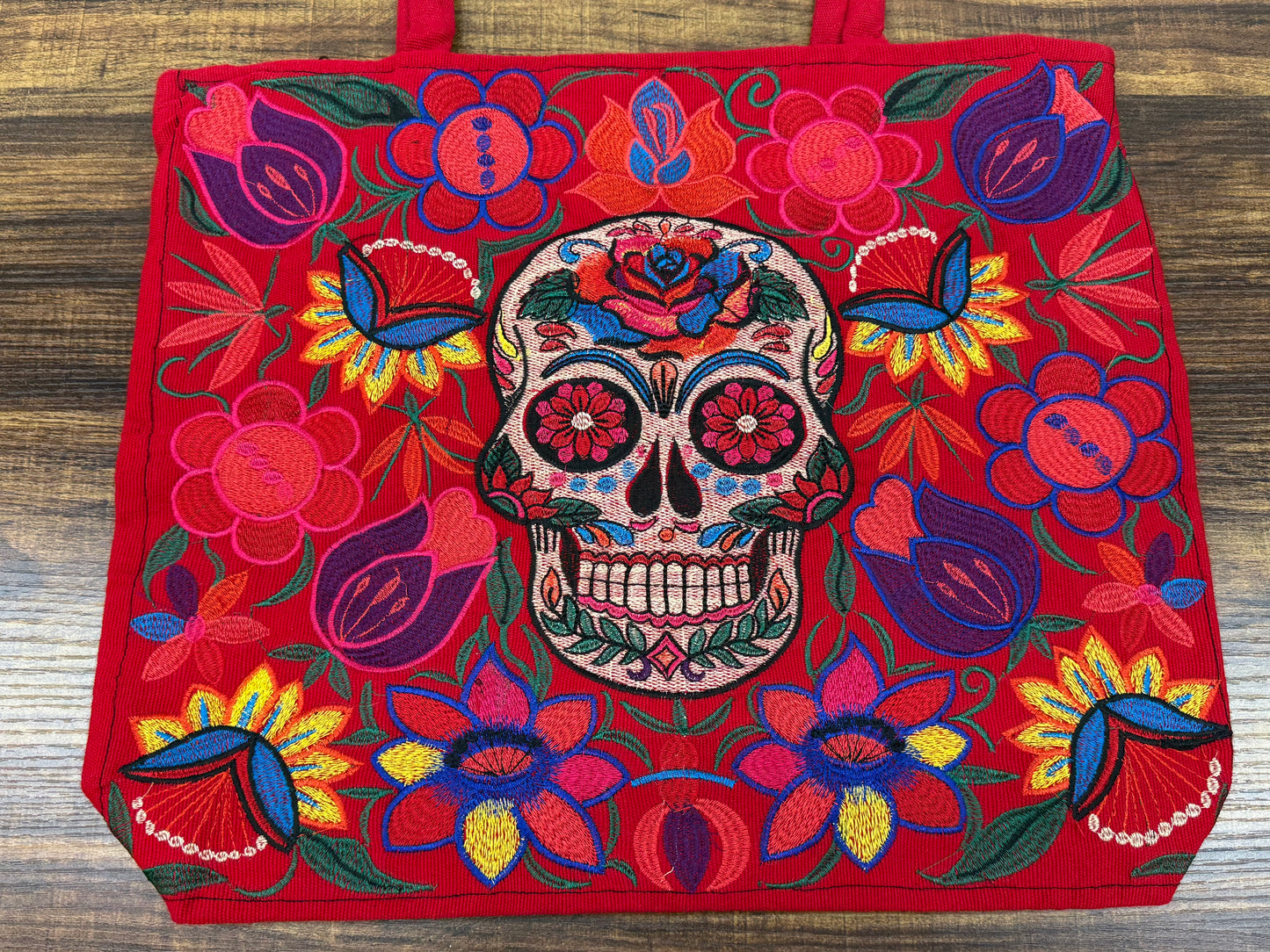 Skull Embroidered Mexican Bag