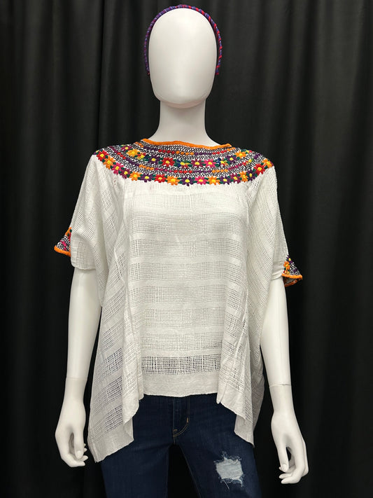 Guatemalan Handwoven Embroidered Floral Coban Huipil